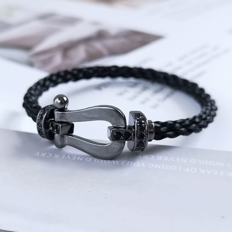 [LUXORA]FORCE LARGE SERIES HORSESHOE BLACK SAMURAI BRACELET