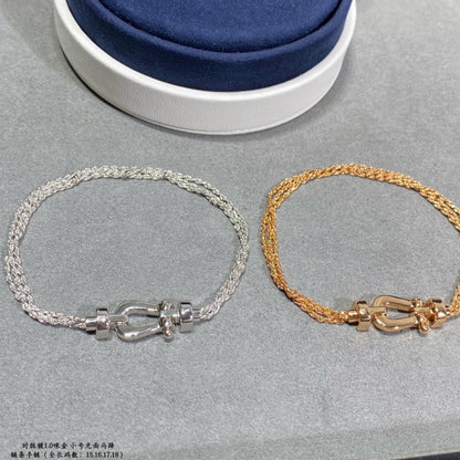 [LUXORA]FORCE SMALL HORSESHOE  DIAMOND CHAIN ROPE BRACELET