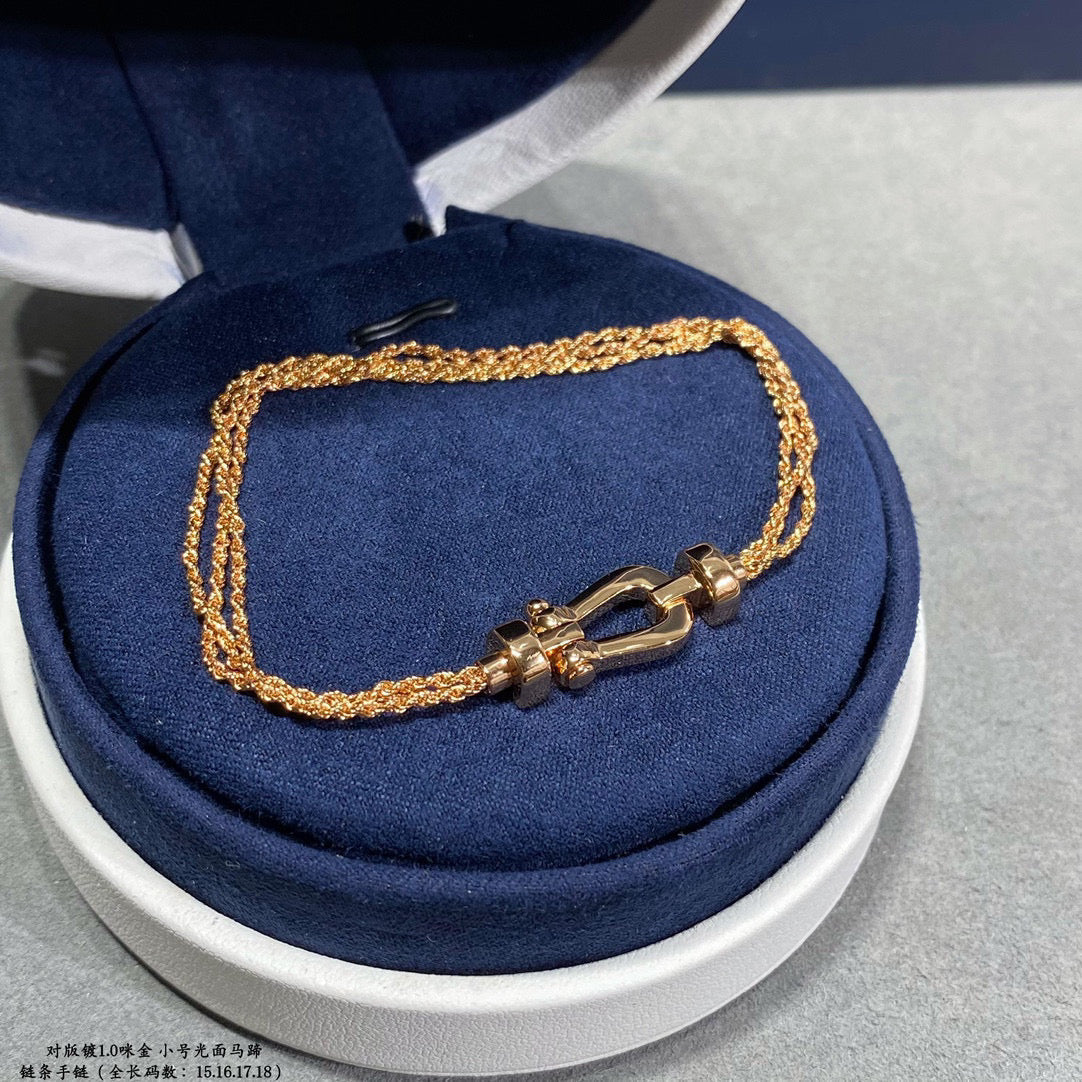 [LUXORA]FORCE SMALL HORSESHOE  DIAMOND CHAIN ROPE BRACELET