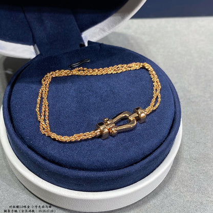 [LUXORA]FORCE SMALL HORSESHOE  DIAMOND CHAIN ROPE BRACELET