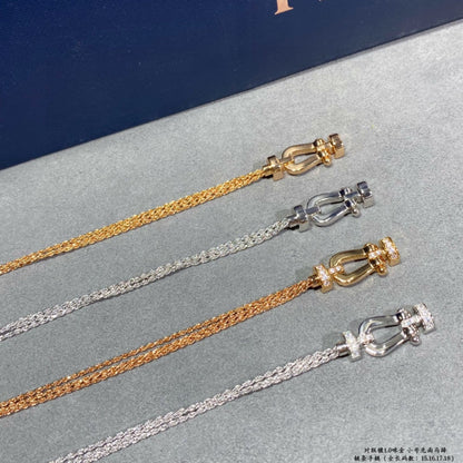 [LUXORA]FORCE SMALL HORSESHOE  DIAMOND CHAIN ROPE BRACELET