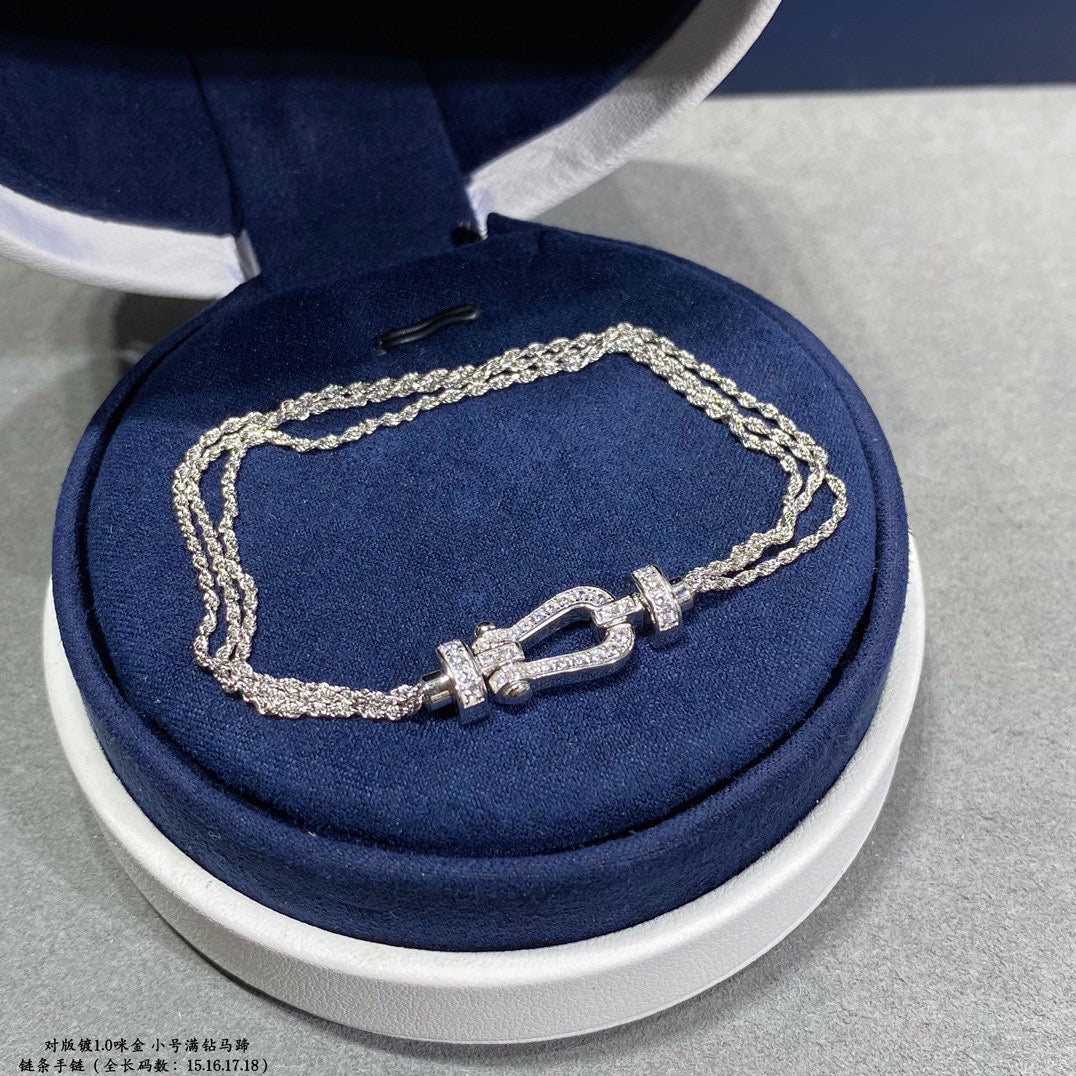 [LUXORA]FORCE SMALL HORSESHOE  DIAMOND CHAIN ROPE BRACELET