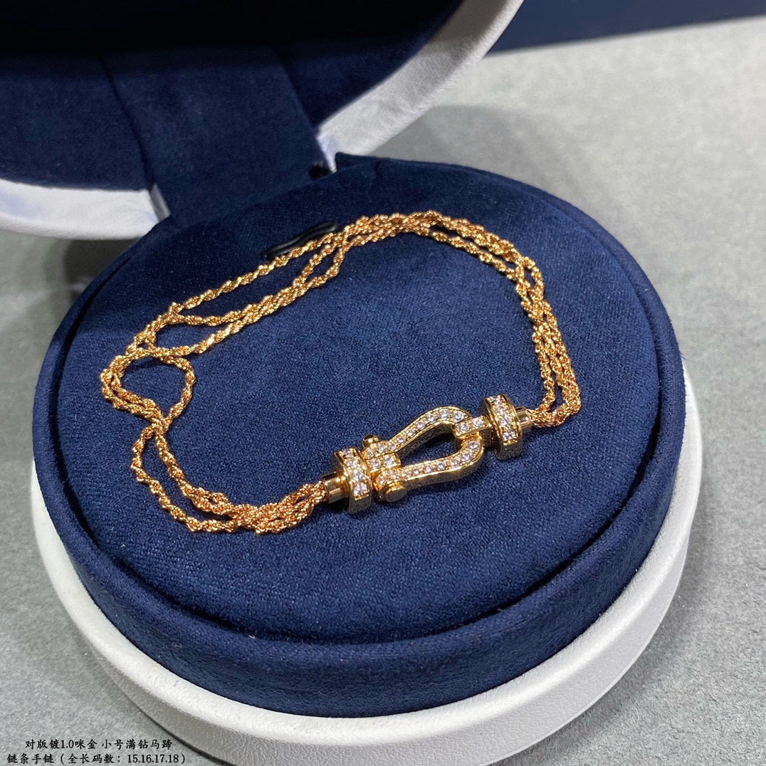 [LUXORA]FORCE SMALL HORSESHOE  DIAMOND CHAIN ROPE BRACELET