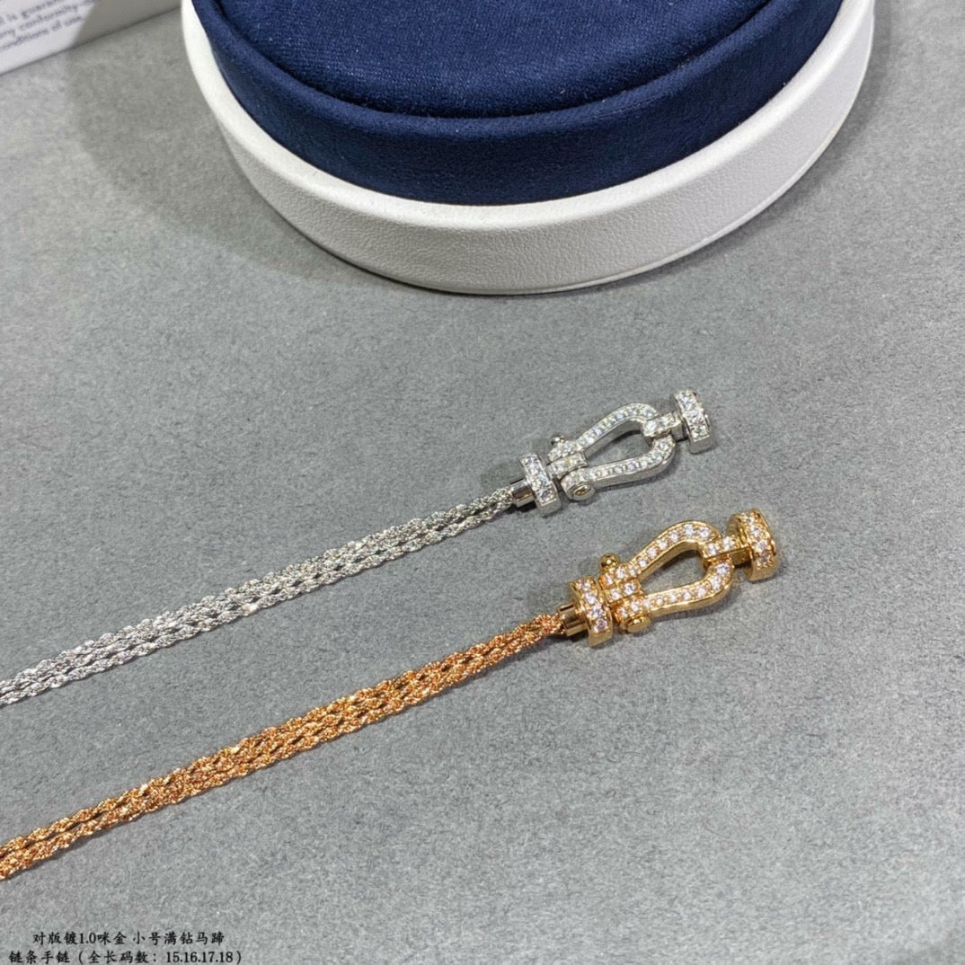 [LUXORA]FORCE SMALL HORSESHOE  DIAMOND CHAIN ROPE BRACELET