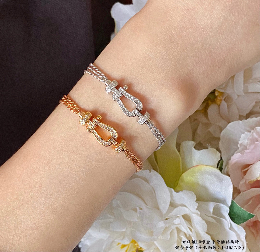 [LUXORA]FORCE SMALL HORSESHOE  DIAMOND CHAIN ROPE BRACELET
