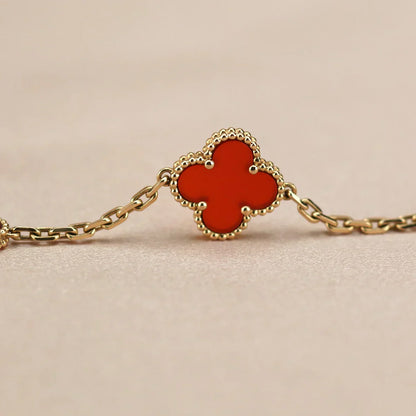 [LUXORA] CLOVER 5 MOTIF RED CORNELIAN BRACELET COLLECTION