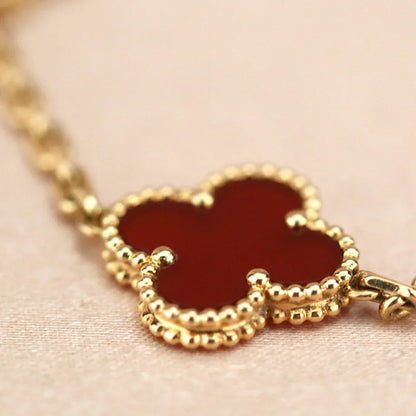 [LUXORA] CLOVER 5 MOTIF RED CORNELIAN BRACELET COLLECTION