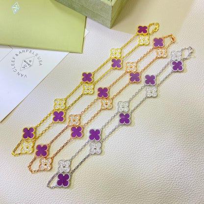 [LUXORA Jewelry]CLOVER 10 MOTIFS  PURPLE VIOLET DIAMOND NECKLACE