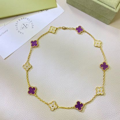 [LUXORA Jewelry]CLOVER 10 MOTIFS  PURPLE VIOLET DIAMOND NECKLACE