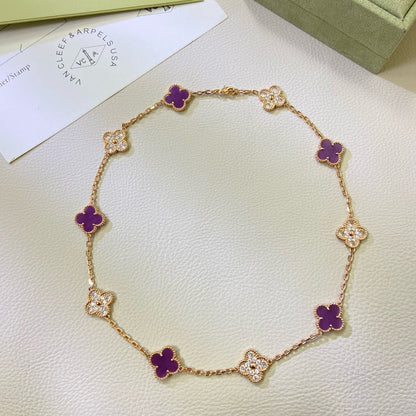 [LUXORA Jewelry]CLOVER 10 MOTIFS  PURPLE VIOLET DIAMOND NECKLACE