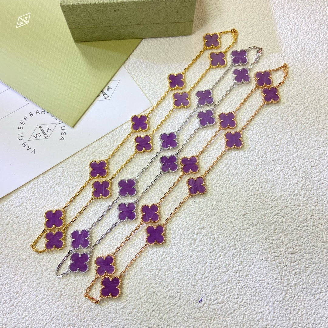 [LUXORA Jewelry]CLOVER 10 MOTIFS  PURPLE VIOLET  NECKLACE