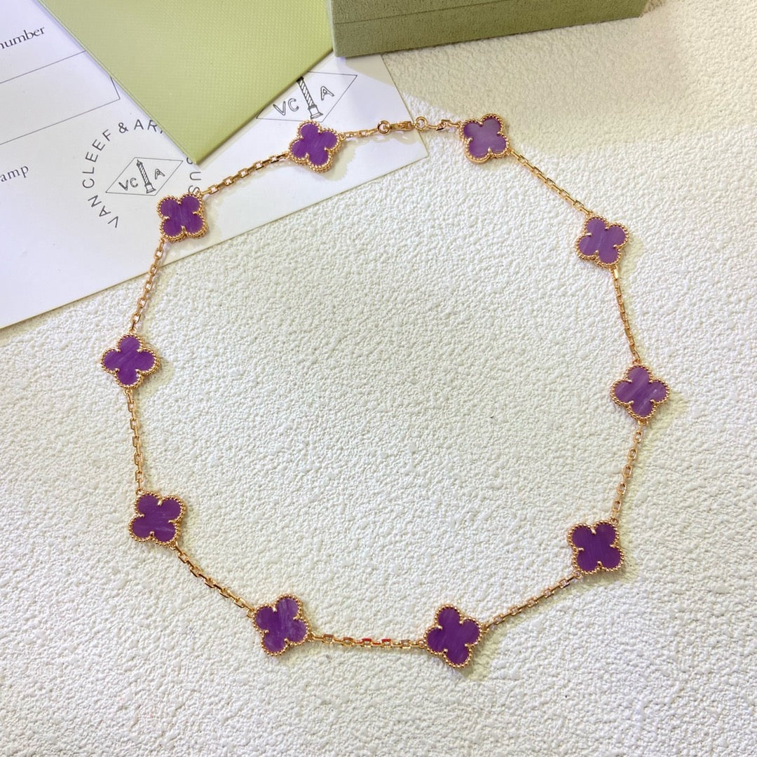 [LUXORA Jewelry]CLOVER 10 MOTIFS  PURPLE VIOLET  NECKLACE