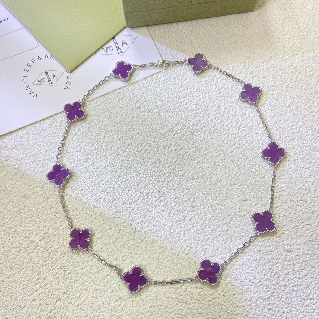 [LUXORA Jewelry]CLOVER 10 MOTIFS  PURPLE VIOLET  NECKLACE