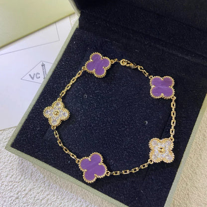 [LUXORA] CLOVER 5 MOTIF VIOLET BRACELET COLLECTION