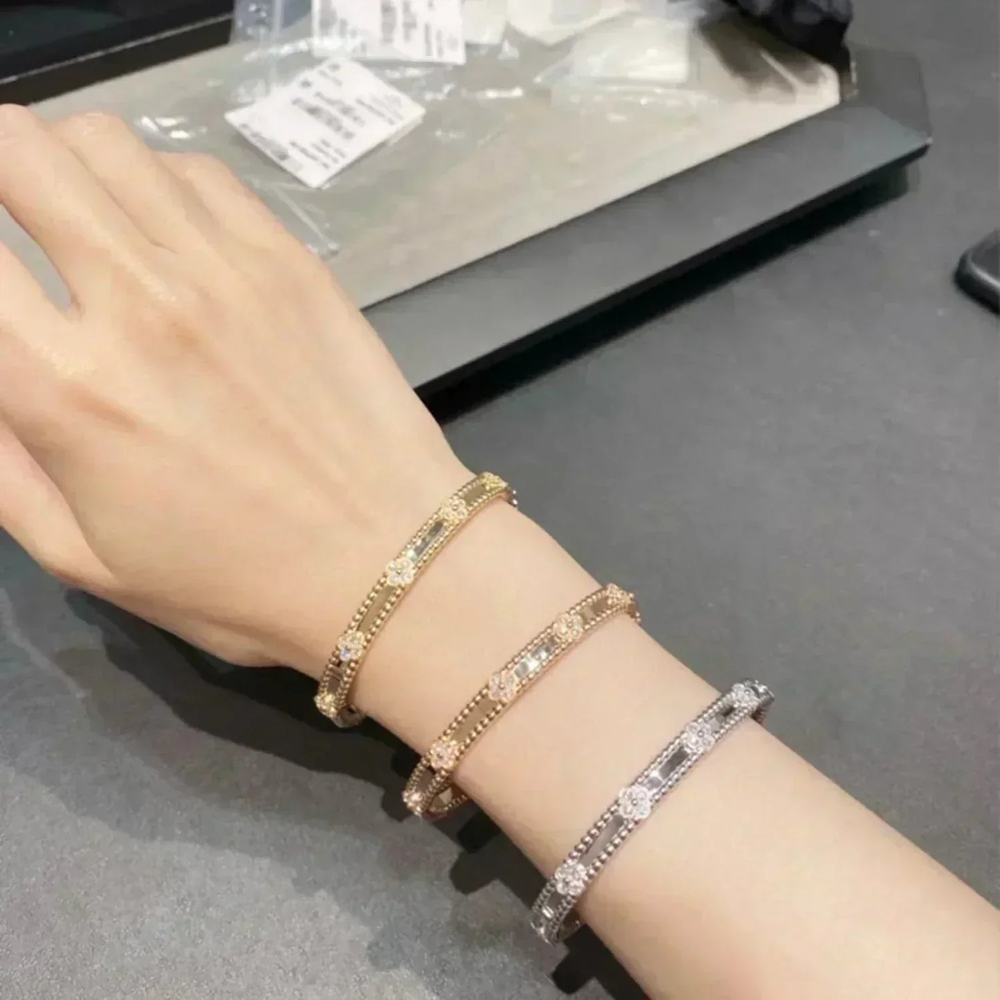 [LUXORA]CLOVER BRACELET 4MM DIAMONDS