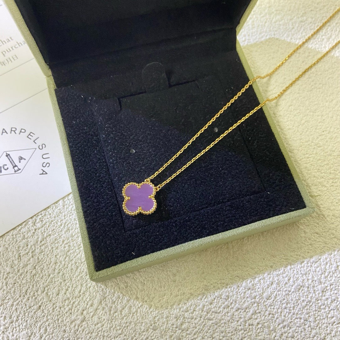 [LUXORA Jewelry]CLOVER 15MM  PURPLE VIOLET NECKLACE