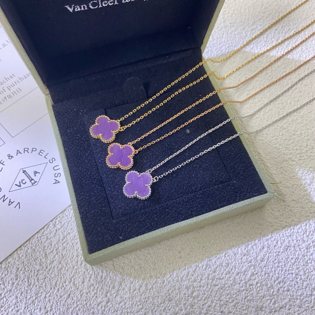 [LUXORA Jewelry]CLOVER 15MM  PURPLE VIOLET NECKLACE