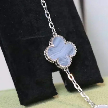 [LUXORA] CLOVER 5 MOTIF PURPLE CHALCEDONY BRACELET COLLECTION