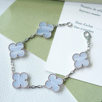 [LUXORA] CLOVER 5 MOTIF PURPLE CHALCEDONY BRACELET COLLECTION
