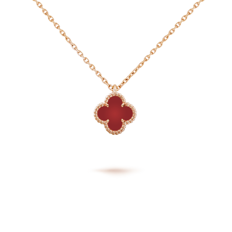 [LUXORA]CLOVER MINI 9.5MM WHITE CARNELIANS NECKLACE