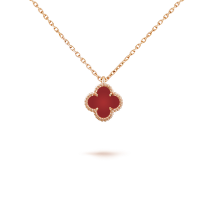 [LUXORA]CLOVER MINI 9.5MM WHITE CARNELIANS NECKLACE