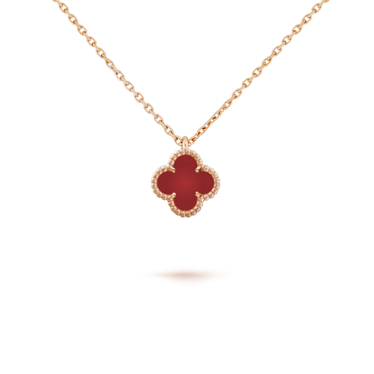 [LUXORA]CLOVER MINI 9.5MM WHITE CARNELIANS NECKLACE