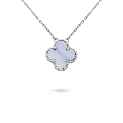 [LUXORA]CLOVER 15MM BLUE CHALCEDONY NECKLACE SILVER