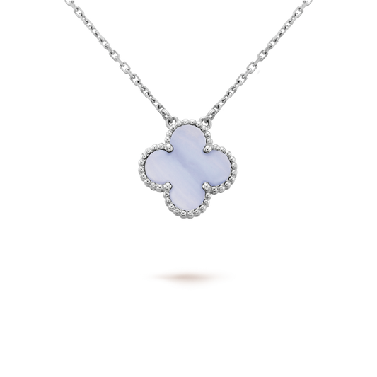 [LUXORA]CLOVER 15MM BLUE CHALCEDONY NECKLACE SILVER
