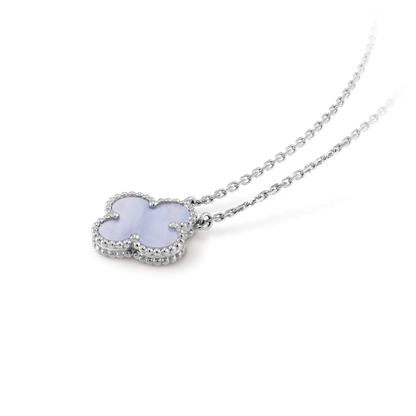[LUXORA]CLOVER 15MM BLUE CHALCEDONY NECKLACE SILVER