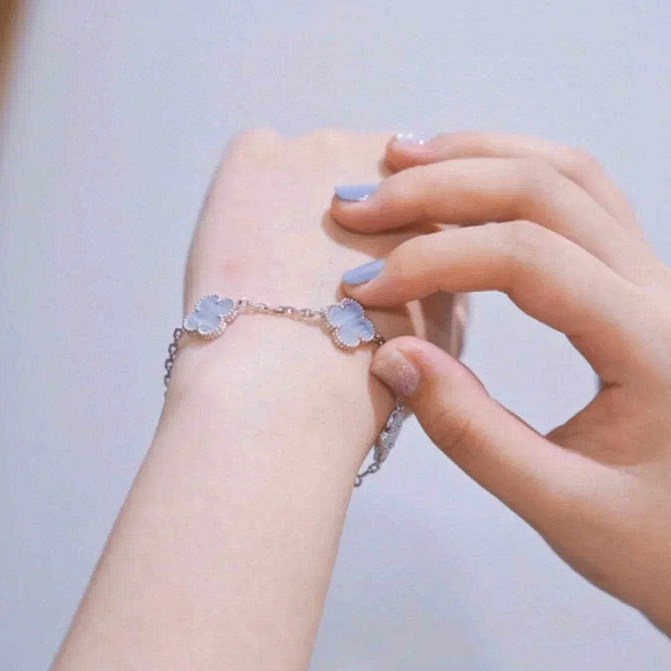 [LUXORA] CLOVER 5 MOTIF PURPLE CHALCEDONY BRACELET COLLECTION