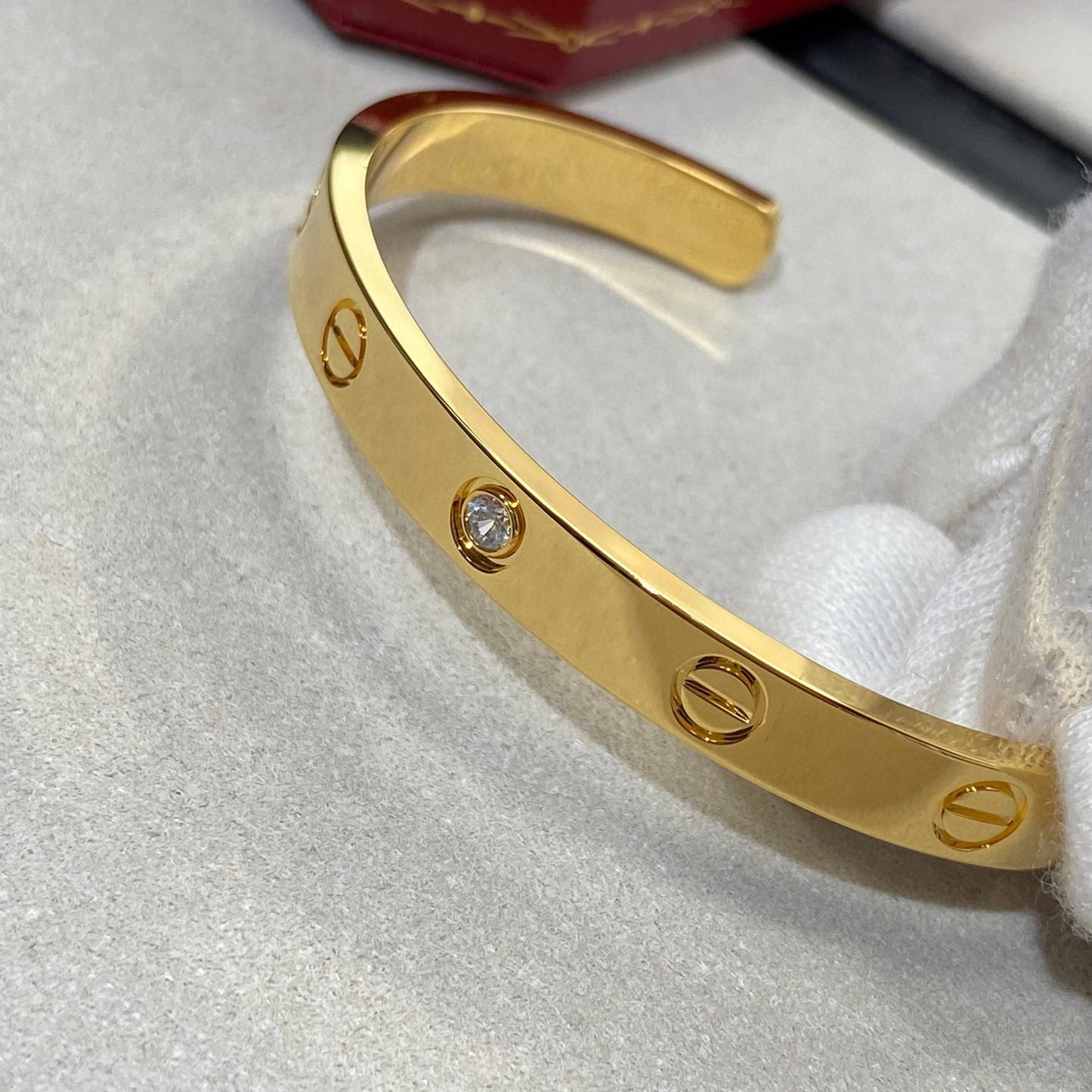 [LUXORA]LOVE BRACELET 6.1MM 1 DIAMOND OPEN CUFF