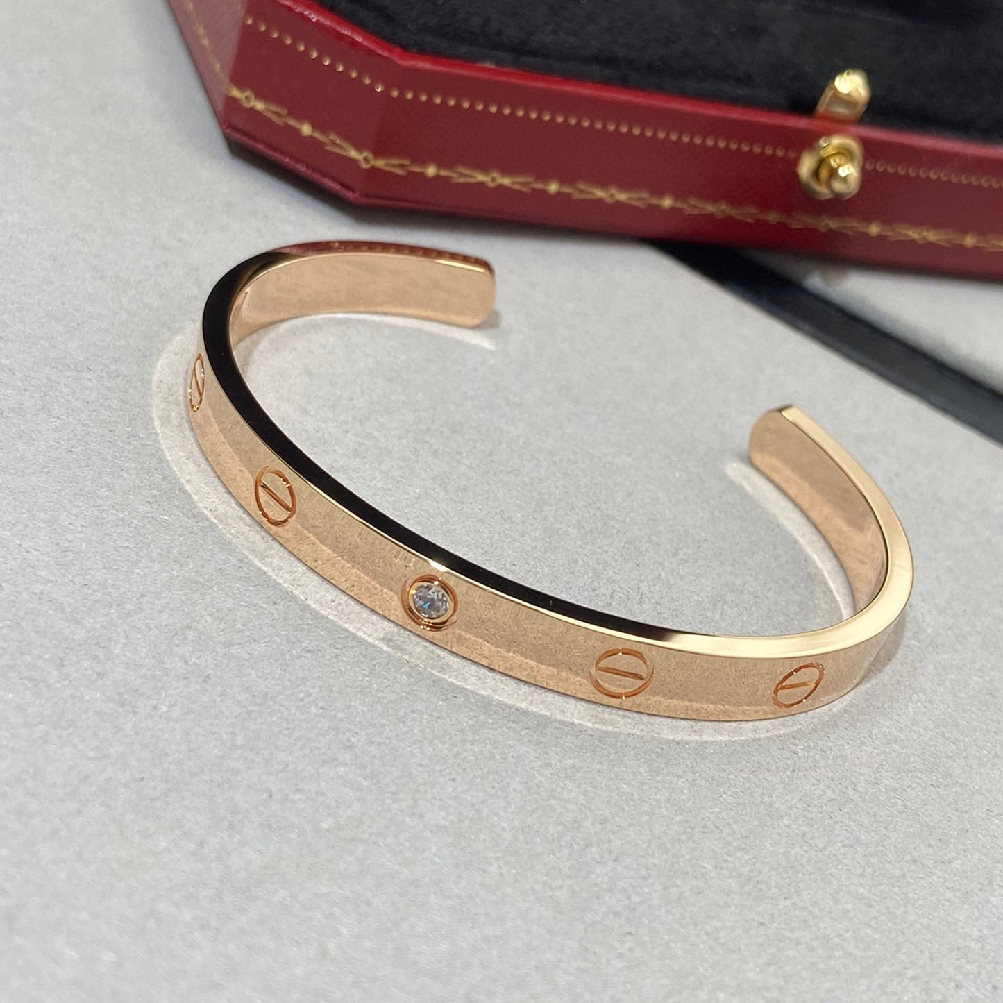 [LUXORA]LOVE BRACELET 6.1MM 1 DIAMOND OPEN CUFF