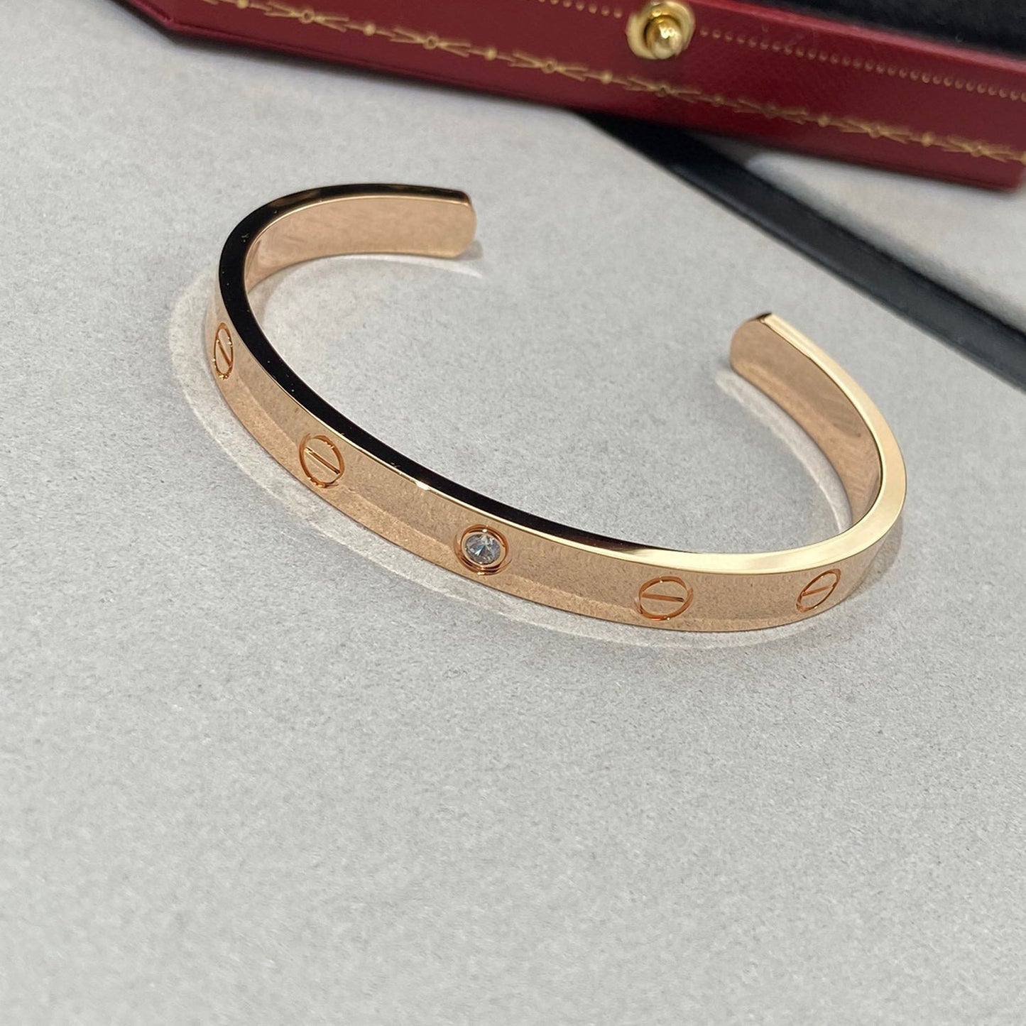 [LUXORA]LOVE BRACELET 6.1MM 1 DIAMOND OPEN CUFF