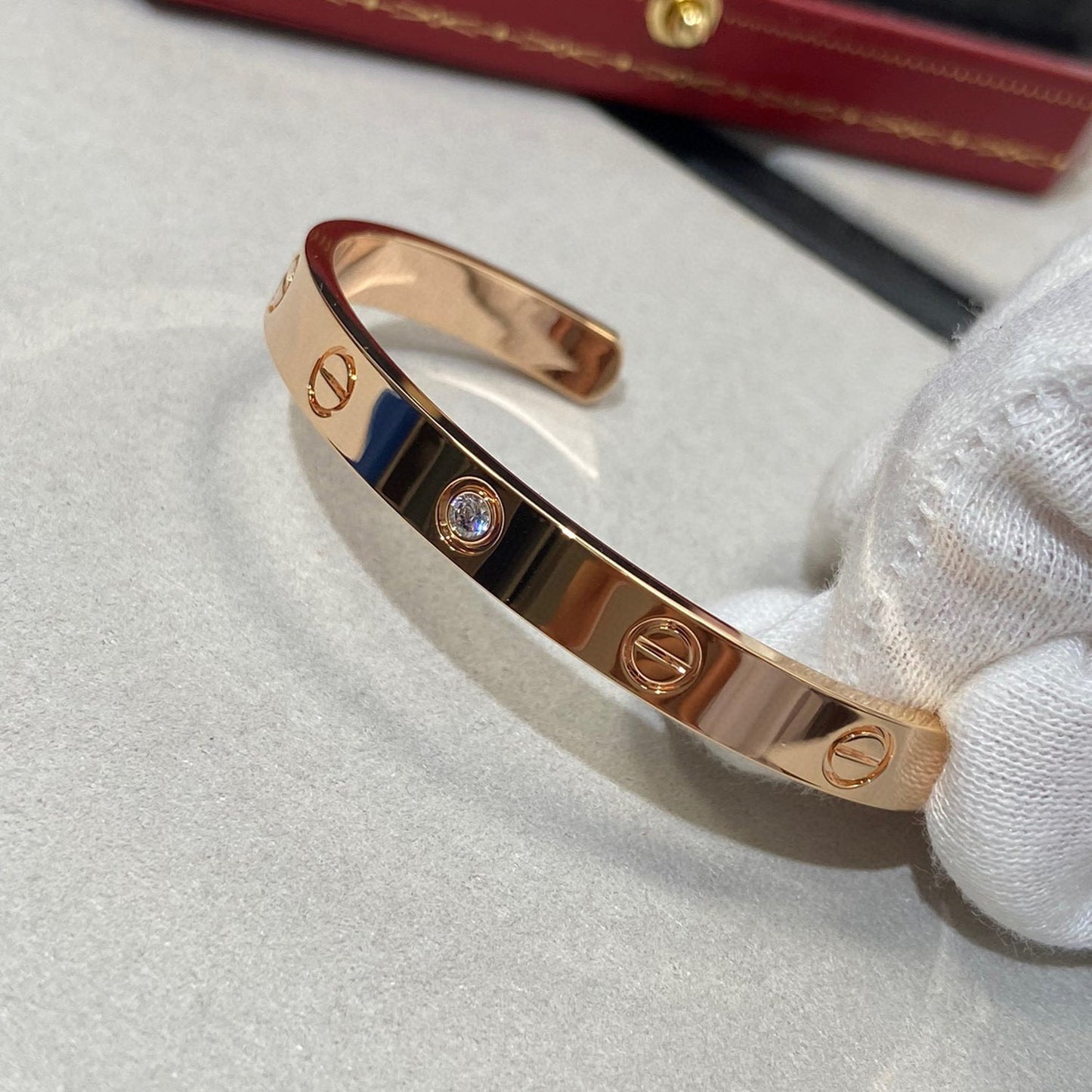 [LUXORA]LOVE BRACELET 6.1MM 1 DIAMOND OPEN CUFF