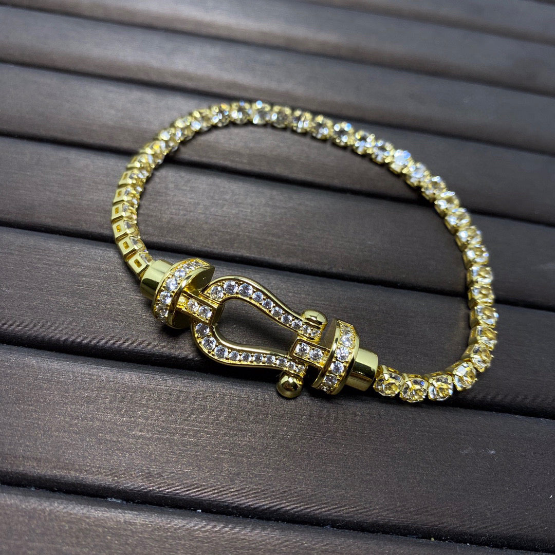 [LUXORA]FORCE  LARGE HORSESHOE FULL DIAMOND TENNIS BRACELET