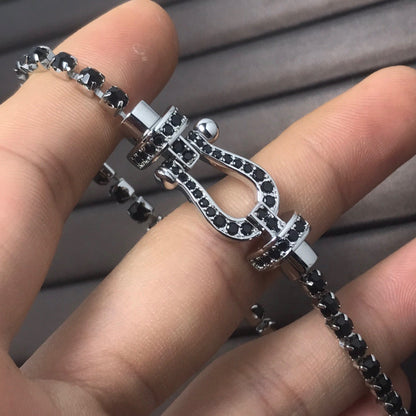 [LUXORA]FORCE  LARGE HORSESHOE FULL DIAMOND TENNIS BRACELET