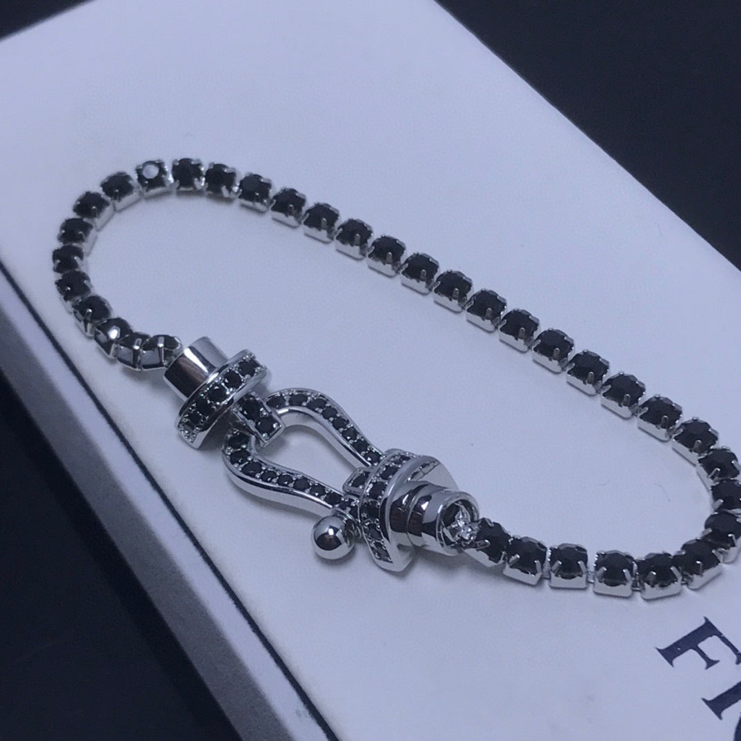 [LUXORA]FORCE  LARGE HORSESHOE FULL DIAMOND TENNIS BRACELET