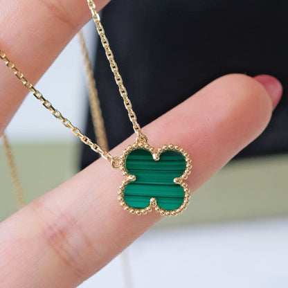 [LUXORA]CLOVER 15MM MALACHITE SINGLE FLOWER  NECKLACE