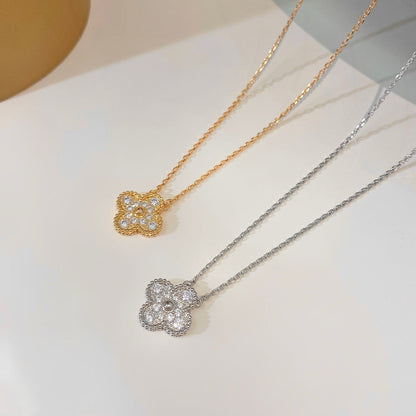 [LUXORA]CLOVER 15MM DIAMOND SINGLE FLOWER NECKLACE