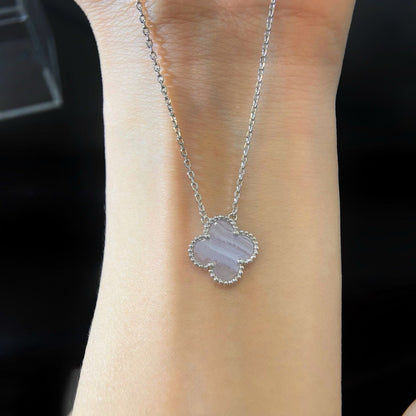 [LUXORA]CLOVER 15MM BLUE CHALCEDONY NECKLACE SILVER