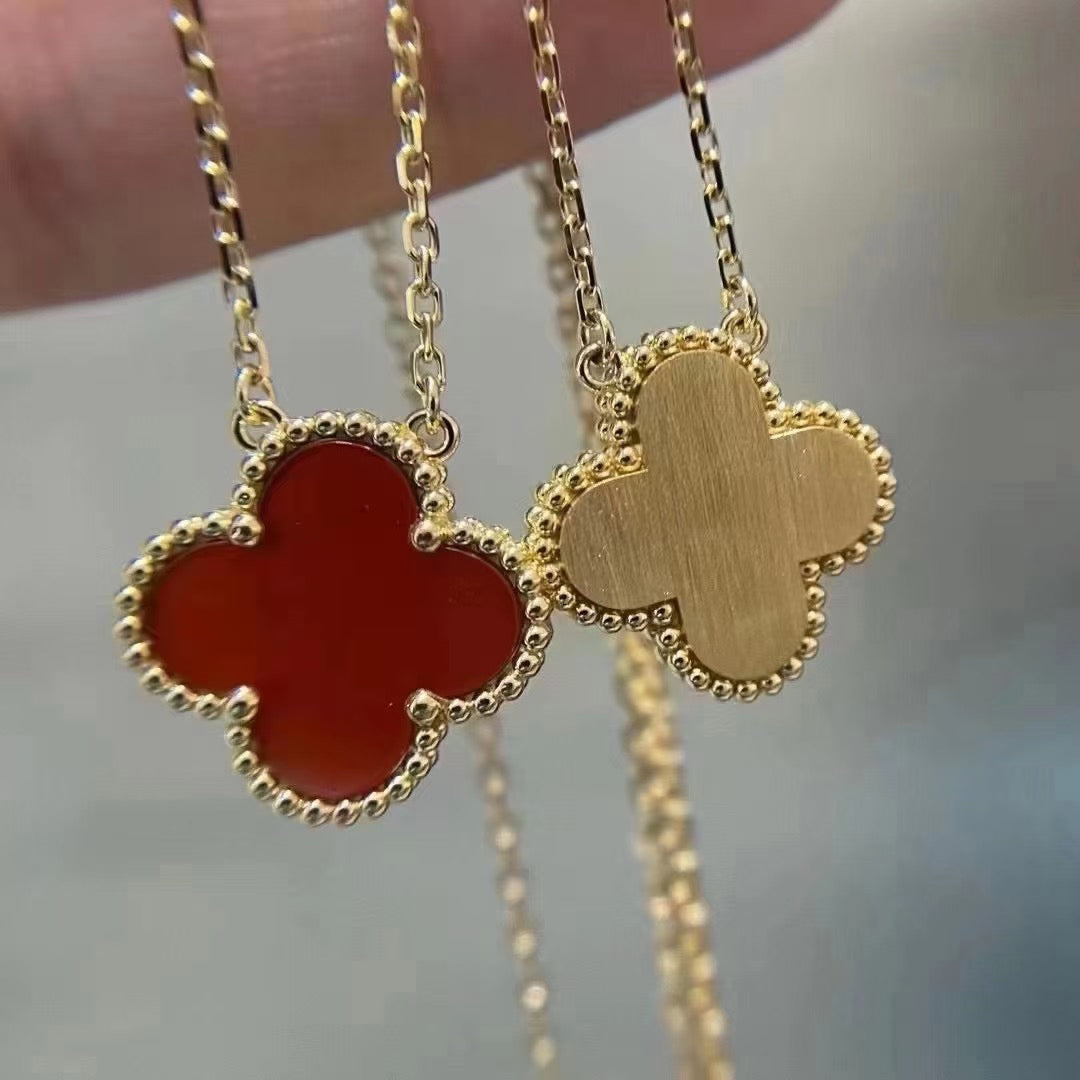 [LUXORA]CLOVER 15MM CARNELIAN SINGLE FLOWER NECKLACE