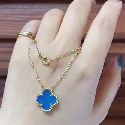 [LUXORA]CLOVER 15MM BLUE AGATE NECKLACE