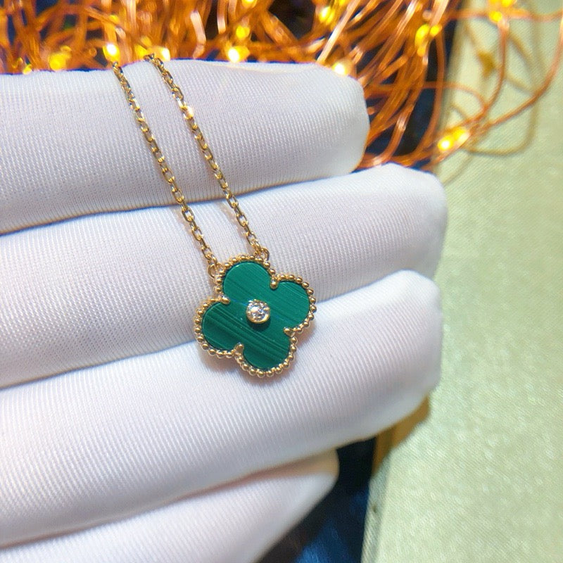 [LUXORA]CLOVER 15MM DIAMOND TURQUOISE NECKLACE