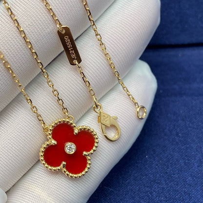 [LUXORA]CLOVER 15MM DIAMOND CARNELIAN NECKLACE