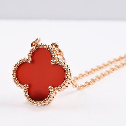[LUXORA]CLOVER 15MM CARNELIAN SINGLE FLOWER NECKLACE