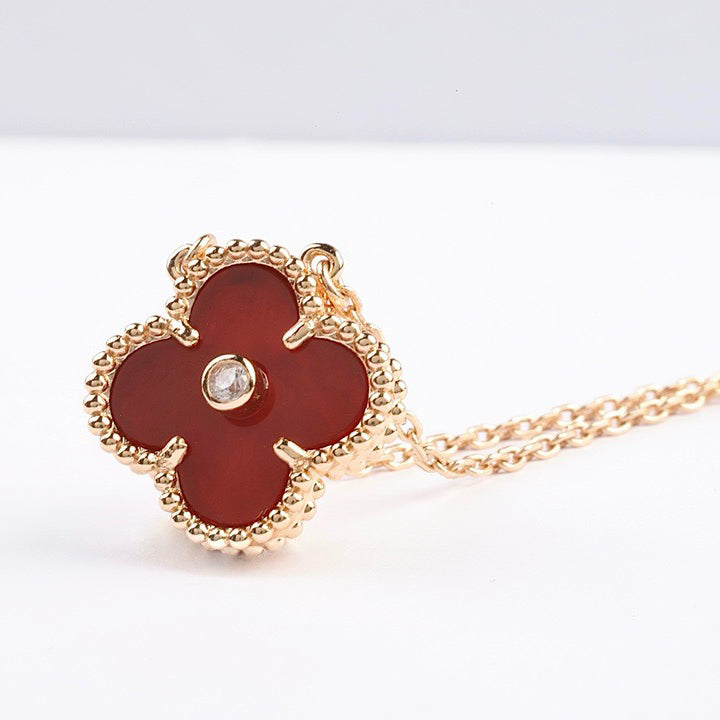 [LUXORA]CLOVER 15MM DIAMOND CARNELIAN NECKLACE