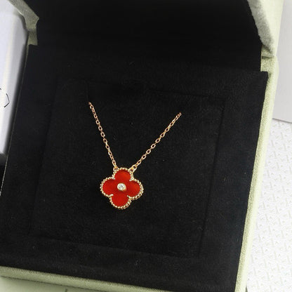 [LUXORA]CLOVER 15MM DIAMOND CARNELIAN NECKLACE