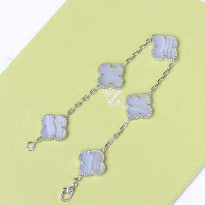 [LUXORA] CLOVER 5 MOTIF PURPLE CHALCEDONY BRACELET COLLECTION