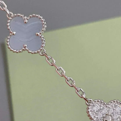 [LUXORA] CLOVER 5 MOTIF PURPLE CHALCEDONY BRACELET COLLECTION