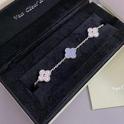 [LUXORA] CLOVER 5 MOTIF PURPLE CHALCEDONY BRACELET COLLECTION